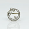 Art Deco Filigree Circle Diamond Bow Brooch