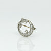 Art Deco Filigree Circle Diamond Bow Brooch