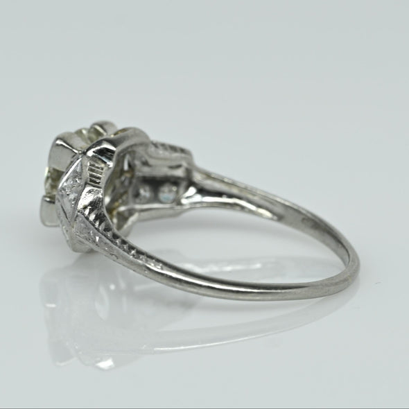 1.5ct Old Mine Cut Diamond Art Deco Platinum Engagement Ring