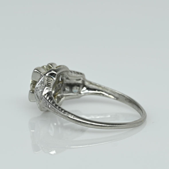 1.5ct Old Mine Cut Diamond Art Deco Platinum Engagement Ring