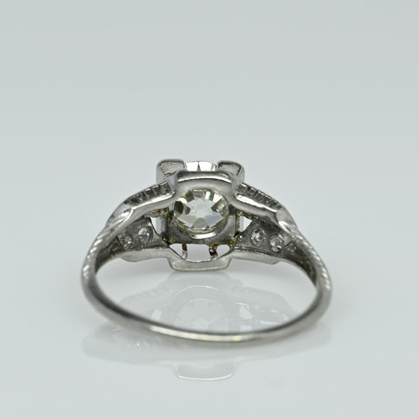 1.5ct Old Mine Cut Diamond Art Deco Platinum Engagement Ring