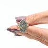 Art Deco Aquamarine & Diamond Shield Ring 14k White Gold Filigree