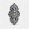 Circa 1910's Edwardian Platinum Diamond & Sapphire Old Brooch Conversion Sheild