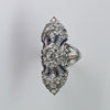 Circa 1910's Edwardian Platinum Diamond & Sapphire Old Brooch Conversion Sheild