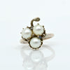 3 Pearl Clover Vintage 14k Yellow Gold Ring