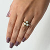 3 Pearl Clover Vintage 14k Yellow Gold Ring