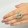 Vintage 25ct Emerald Cut Aquamarine & Diamond Cocktail Ring in 14k White Gold