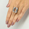 Vintage 22.5ct Faint Pink Morganite Emerald Cut Cocktail Ring in 14k White Gold