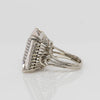 Vintage 22.5ct Faint Pink Morganite Emerald Cut Cocktail Ring in 14k White Gold