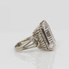 Vintage 22.5ct Faint Pink Morganite Emerald Cut Cocktail Ring in 14k White Gold