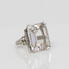 Vintage 22.5ct Faint Pink Morganite Emerald Cut Cocktail Ring in 14k White Gold
