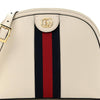 Gucci Textured Dollar Calfskin Web Small Ophidia Dome Shoulder Bag Mystic White