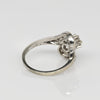 Two Stone Brilliant Cut Diamond Vintage 14K White Gold Bypass Ring