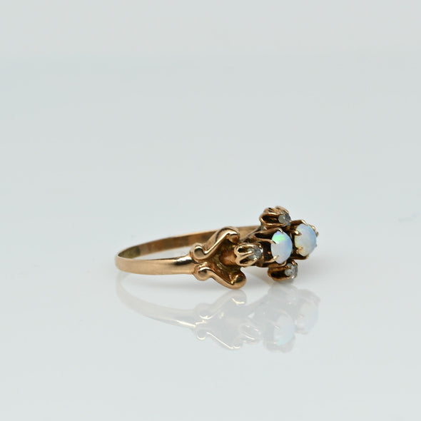 Opal And Diamond 10K Vintage Rose Gold Ring