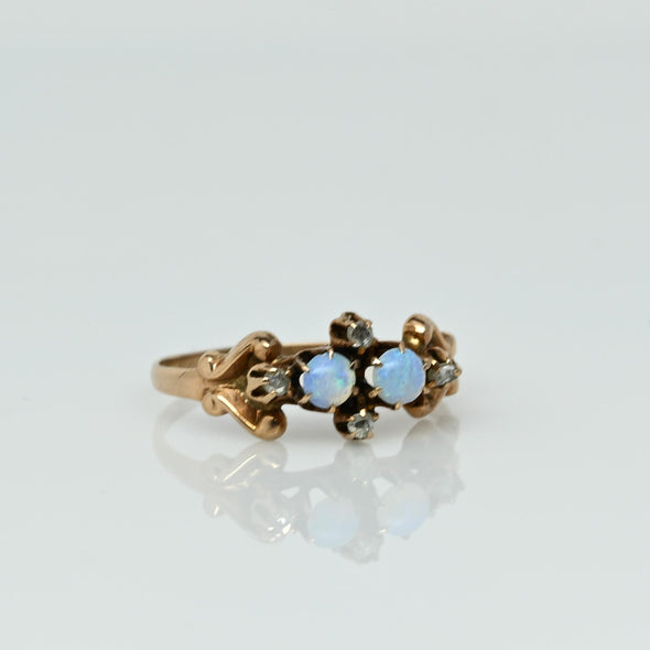 Opal And Diamond 10K Vintage Rose Gold Ring