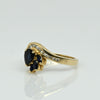 Blue Sapphire Pear and Diamond Ring in 14k Yellow Gold