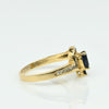 Blue Sapphire Pear and Diamond Ring in 14k Yellow Gold