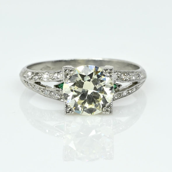 Circa 1920's Art Deco Platinum GIA Certified Brilliant Cut 1.86 Ct Solitaire