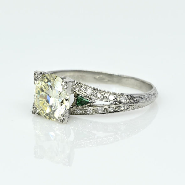 Circa 1920's Art Deco Platinum GIA Certified Brilliant Cut 1.86 Ct Solitaire