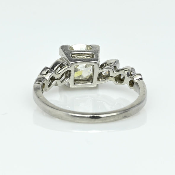 Circa 1920's Art Deco Platinum Old Euro Cut Solitaire Marquise Shank Vintage