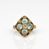 Antique Art Deco Tri-Color Gold Blue Gem Ring