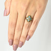 Antique Art Deco Tri-Color Gold Blue Gem Ring