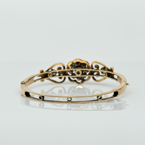 Circa 1800's 14K Rose Gold Diamond and Enamel Bracelet