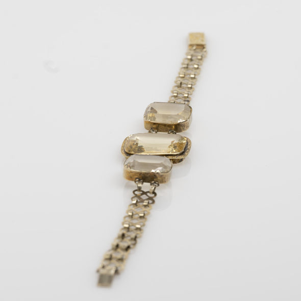 Circa 1920's Art Deco 10k Yellow Gold Emerald Cut Honey Colored Vintage Citrine