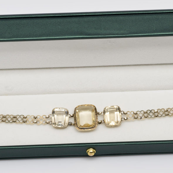 Circa 1920's Art Deco 10k Yellow Gold Emerald Cut Honey Colored Vintage Citrine