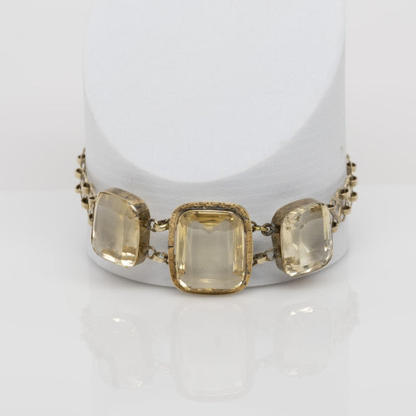 Circa 1920's Art Deco 10k Yellow Gold Emerald Cut Honey Colored Vintage Citrine