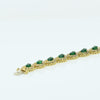 Vintage 12.5ctw Emerald Pear and Diamond 14K Yellow Gold Tennis Bracelet