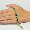 Vintage 12.5ctw Emerald Pear and Diamond 14K Yellow Gold Tennis Bracelet