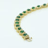 Vintage 12.5ctw Emerald Pear and Diamond 14K Yellow Gold Tennis Bracelet