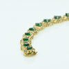 Vintage 12.5ctw Emerald Pear and Diamond 14K Yellow Gold Tennis Bracelet