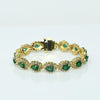 Vintage 12.5ctw Emerald Pear and Diamond 14K Yellow Gold Tennis Bracelet