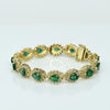 Vintage 12.5ctw Emerald Pear and Diamond 14K Yellow Gold Tennis Bracelet