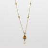 Vintage Victorian 14K Yellow Gold Citrine and Mississippi Dog Tooth Natural Pear