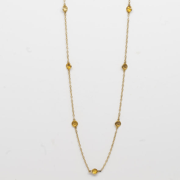 Vintage Victorian 14K Yellow Gold Citrine and Mississippi Dog Tooth Natural Pear
