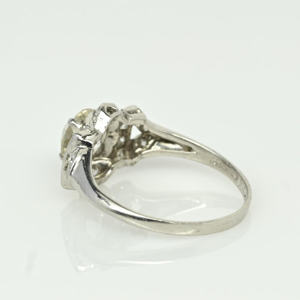 Circa 1901 Edwardian Platinum 1.03 Ct Old European Cut Vintage Unique Engagement