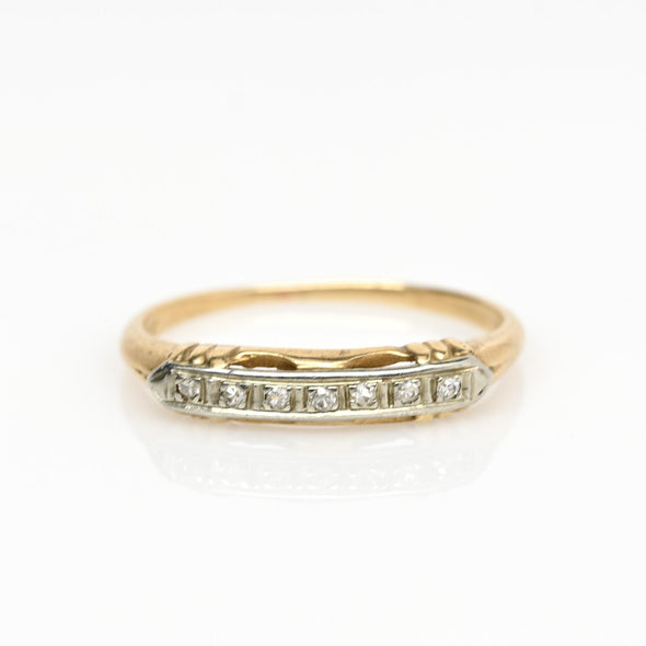 Vintage Diamond Yellow Gold Wedding Band