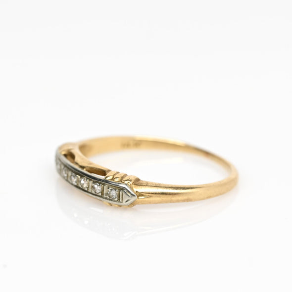 Vintage Diamond Yellow Gold Wedding Band