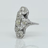 Filigree Art Deco Fancy Light Yellow Diamond 18K White Gold Shield Ring