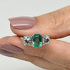 Circa 1920's Art Deco Platinum GIA Certified F1 Natural Zambian Emerald&Diamond