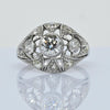 Art Deco 2.55cttw Old Cut Diamond Geometric Open Work Dome Style Platinum Ring