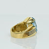 Bold Vintage Fantasy Cut Aquamarine 18K Gold Cocktail Ring w Diamonds