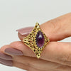 Scrollwork Amethyst 14K Ring