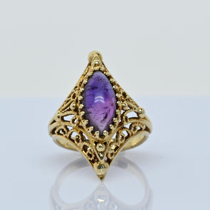 Scrollwork Amethyst 14K Ring