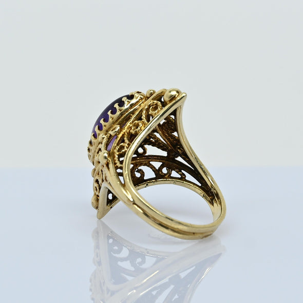 Scrollwork Amethyst 14K Ring