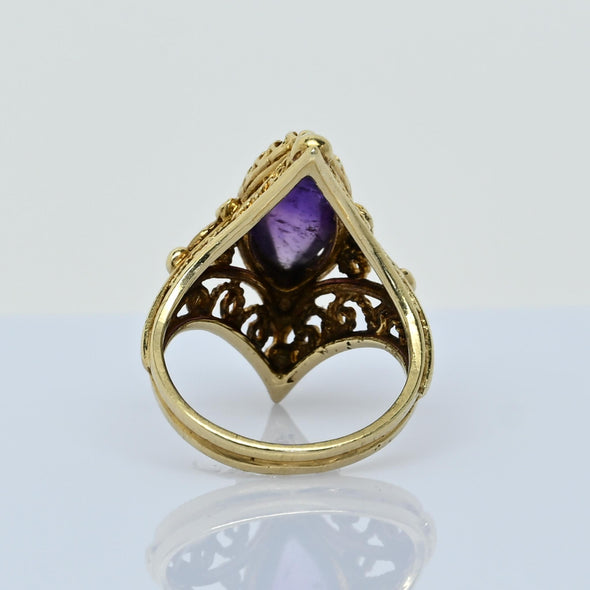 Scrollwork Amethyst 14K Ring