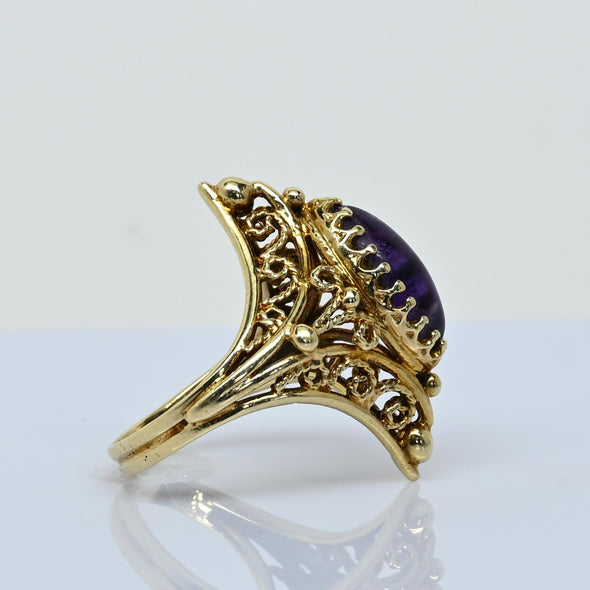 Scrollwork Amethyst 14K Ring